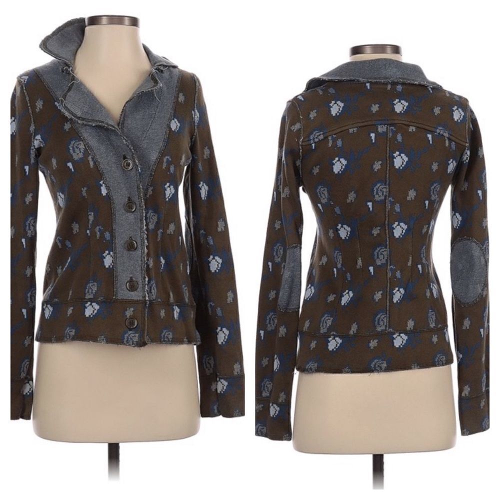 Anthropologie HWR Monogram Rose Jacquard Jacket - Picture 2 of 9